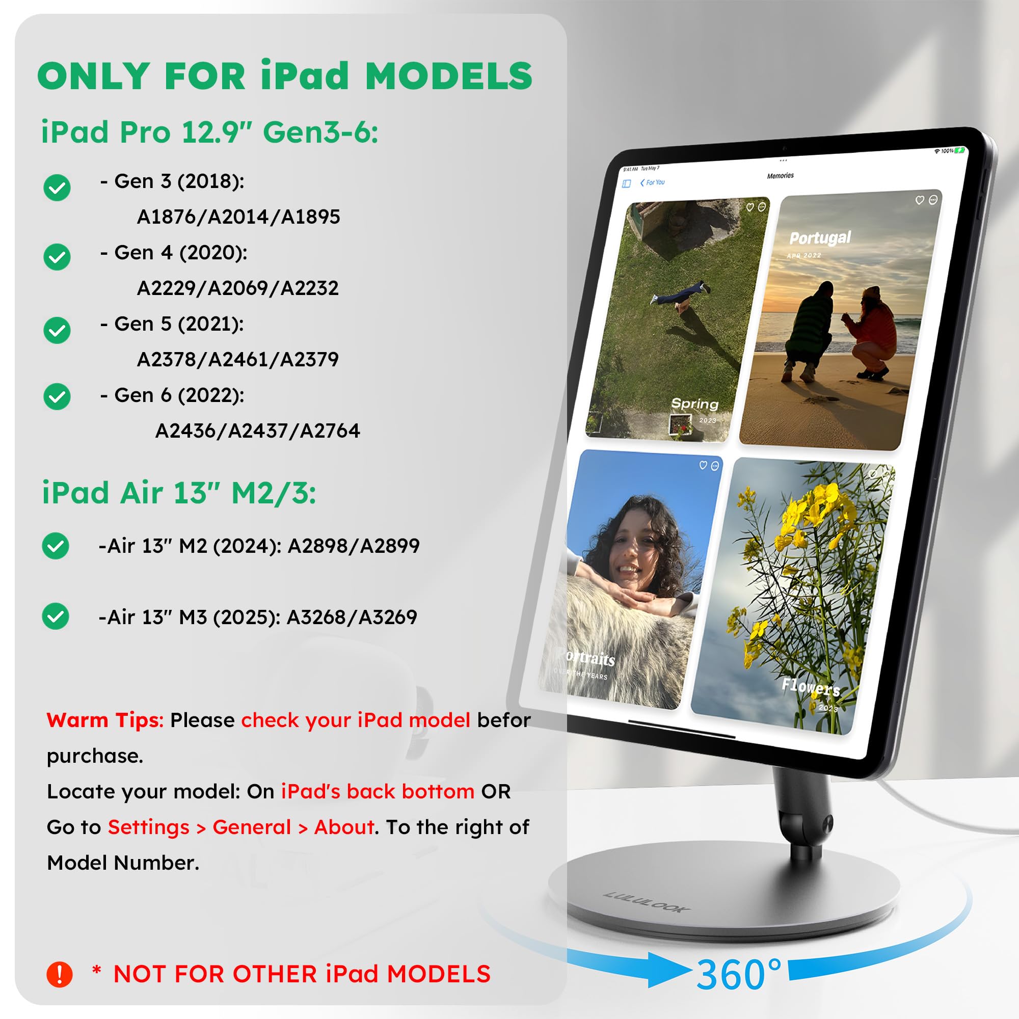 iPadアクセサリー LULULOOK Charging Stand for iPad LULULOOK Magnetic iPad Stand for iPad Air 11'' M3 (2025)/M2(2024